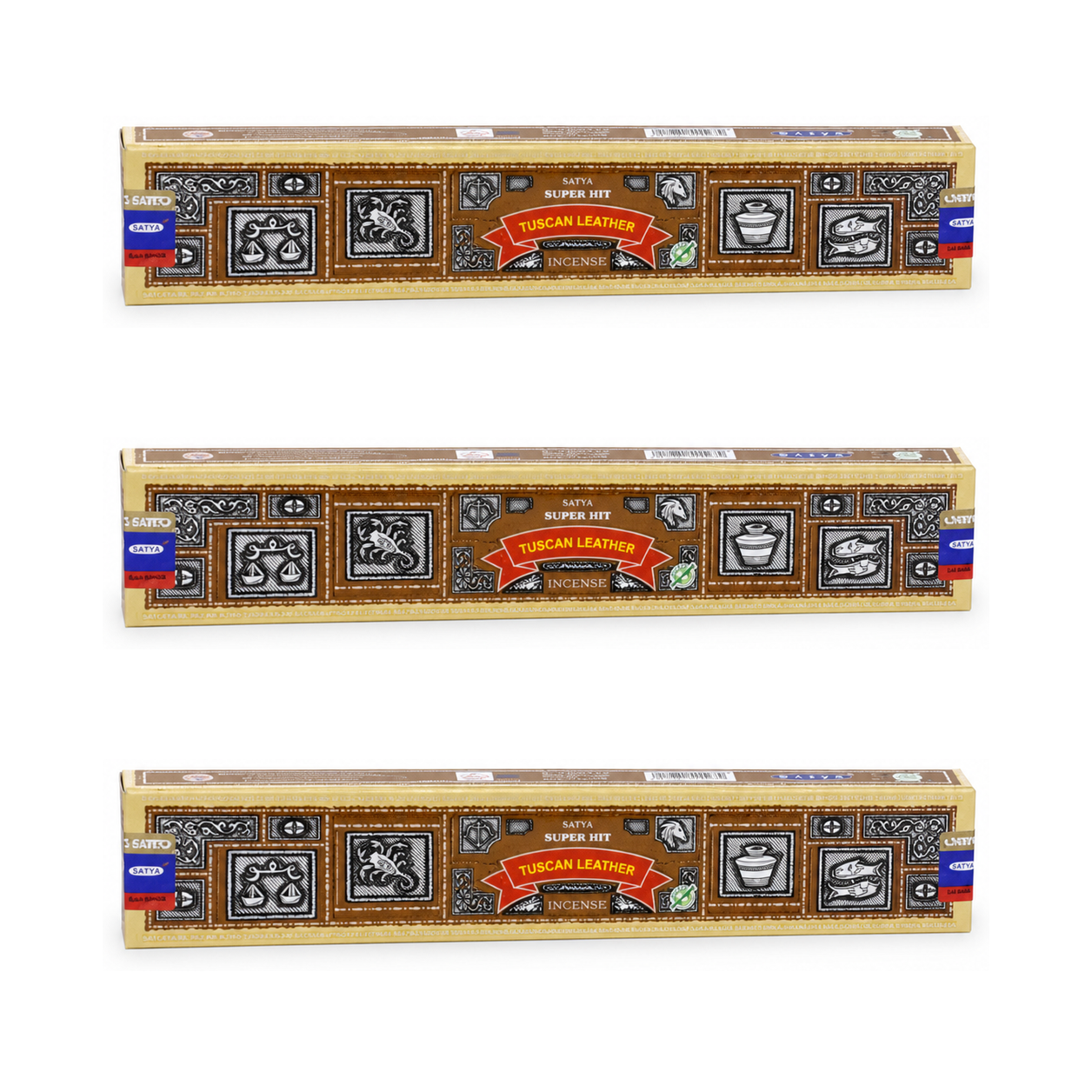 Satya Super Hit Tuscan Leather Incense Sticks 15g – Perfumed Masala Incense Made in India