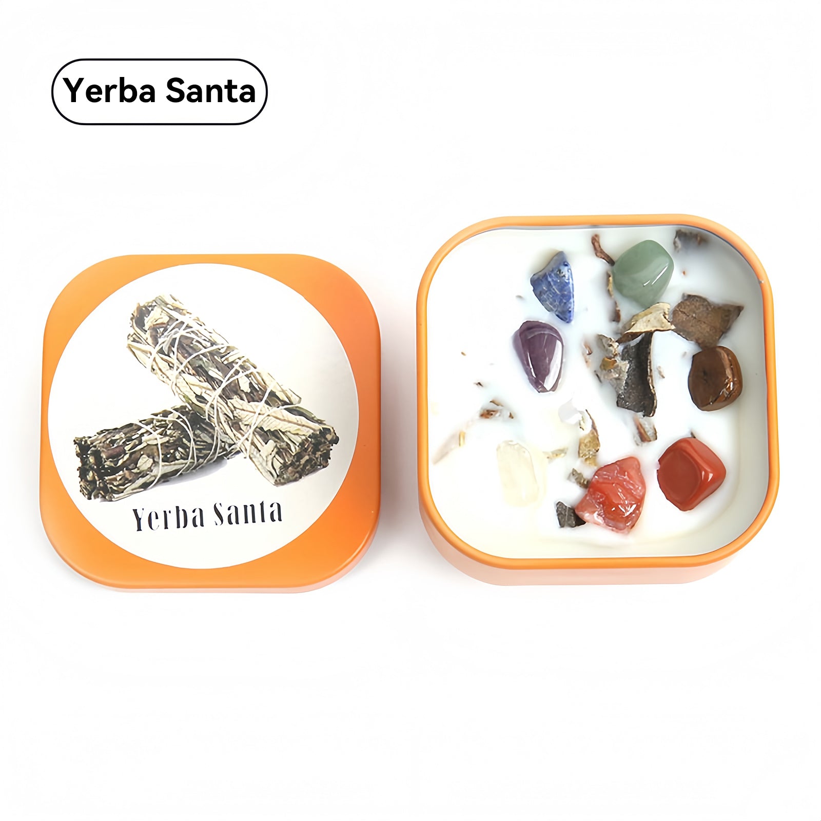 Crystal Raw Stone Tin Candle Gift Set – Palo Santo, Sage & Lavender Aromatherapy Home Decor